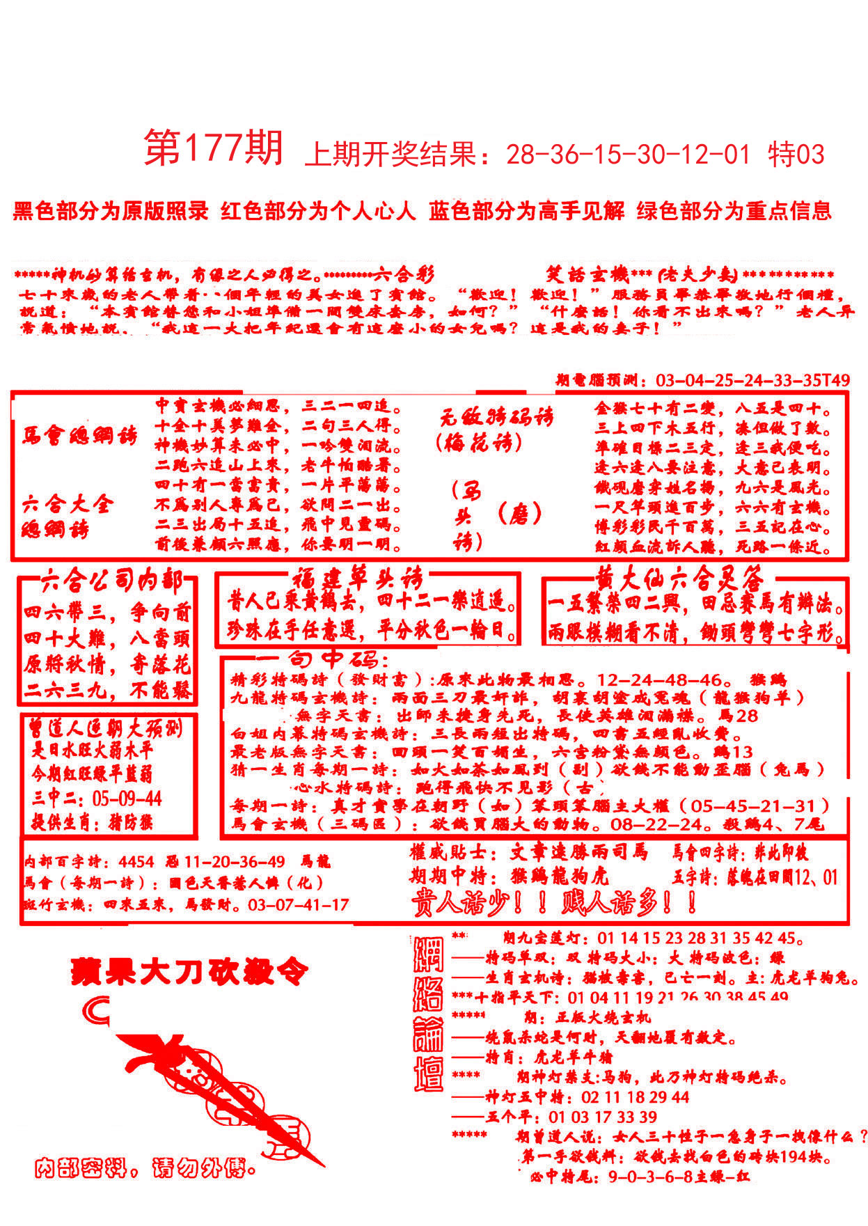 2024177期大刀彩霸王B