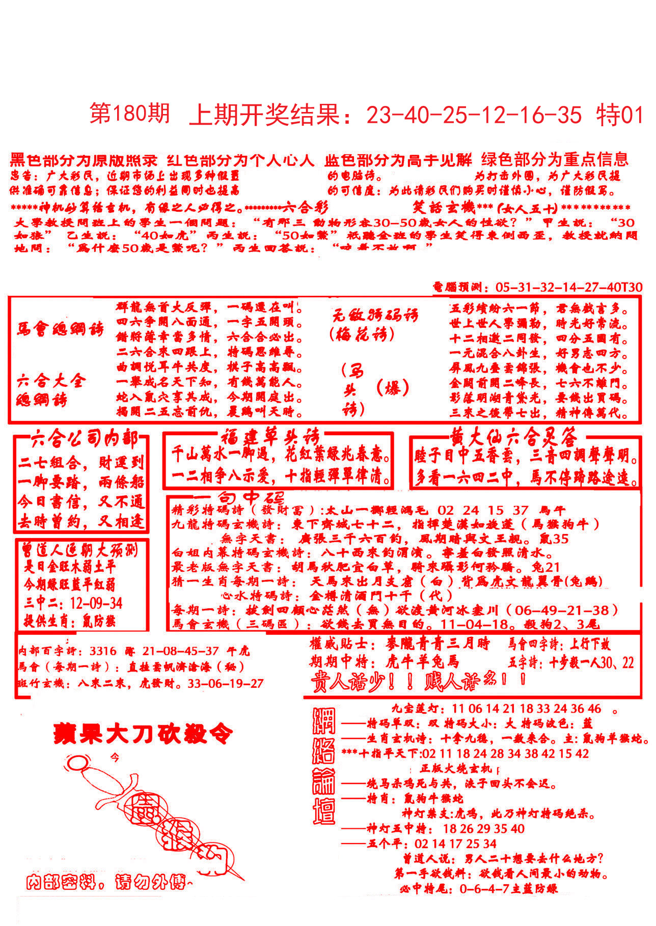 2024180期大刀彩霸王B