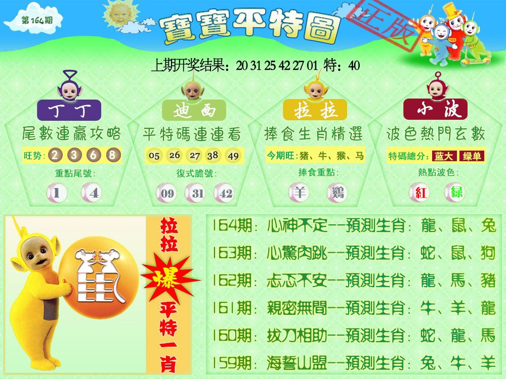 2024164期天线宝宝平特图
