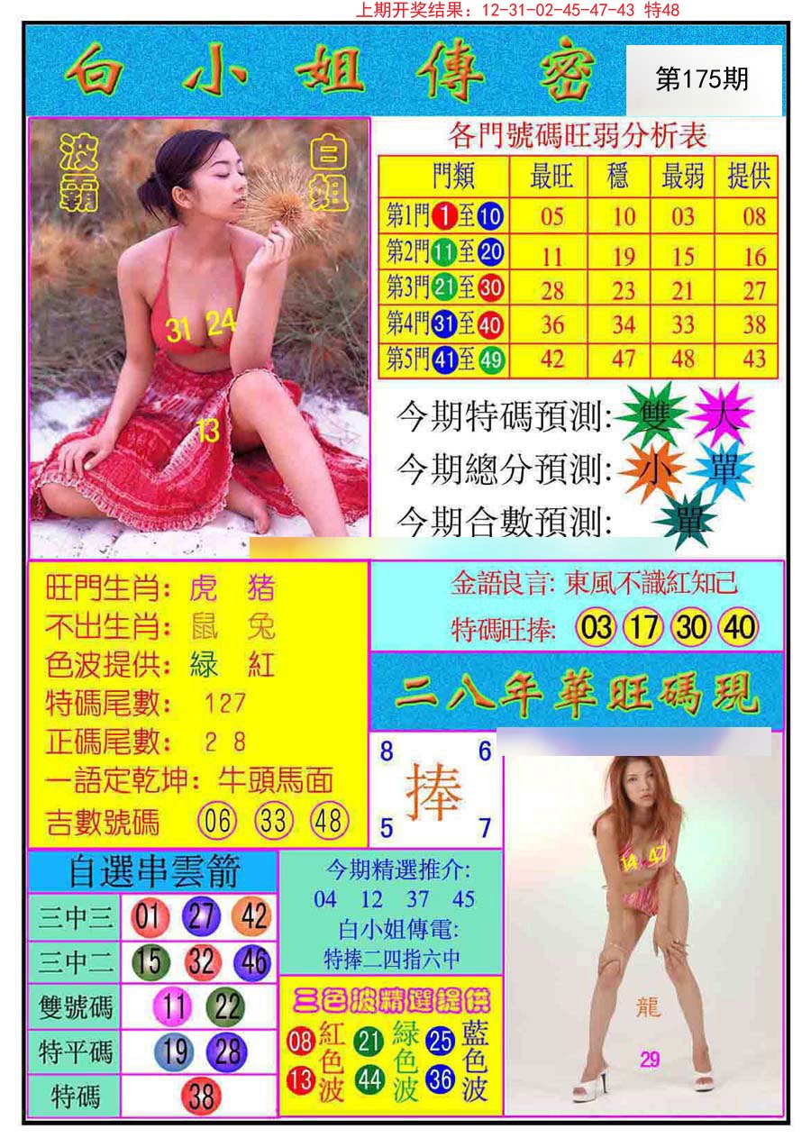 2024175期白小姐传密