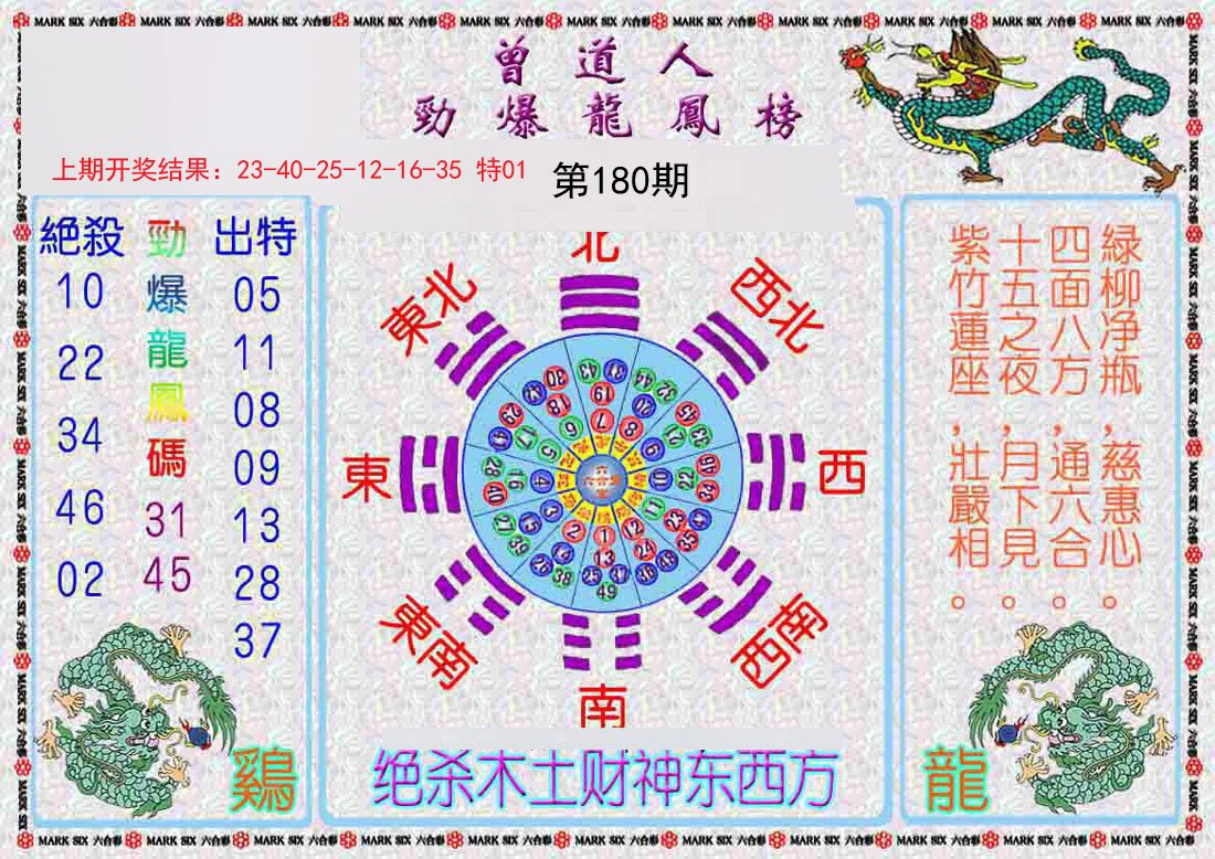 2024180期曾道人劲爆龙凤榜