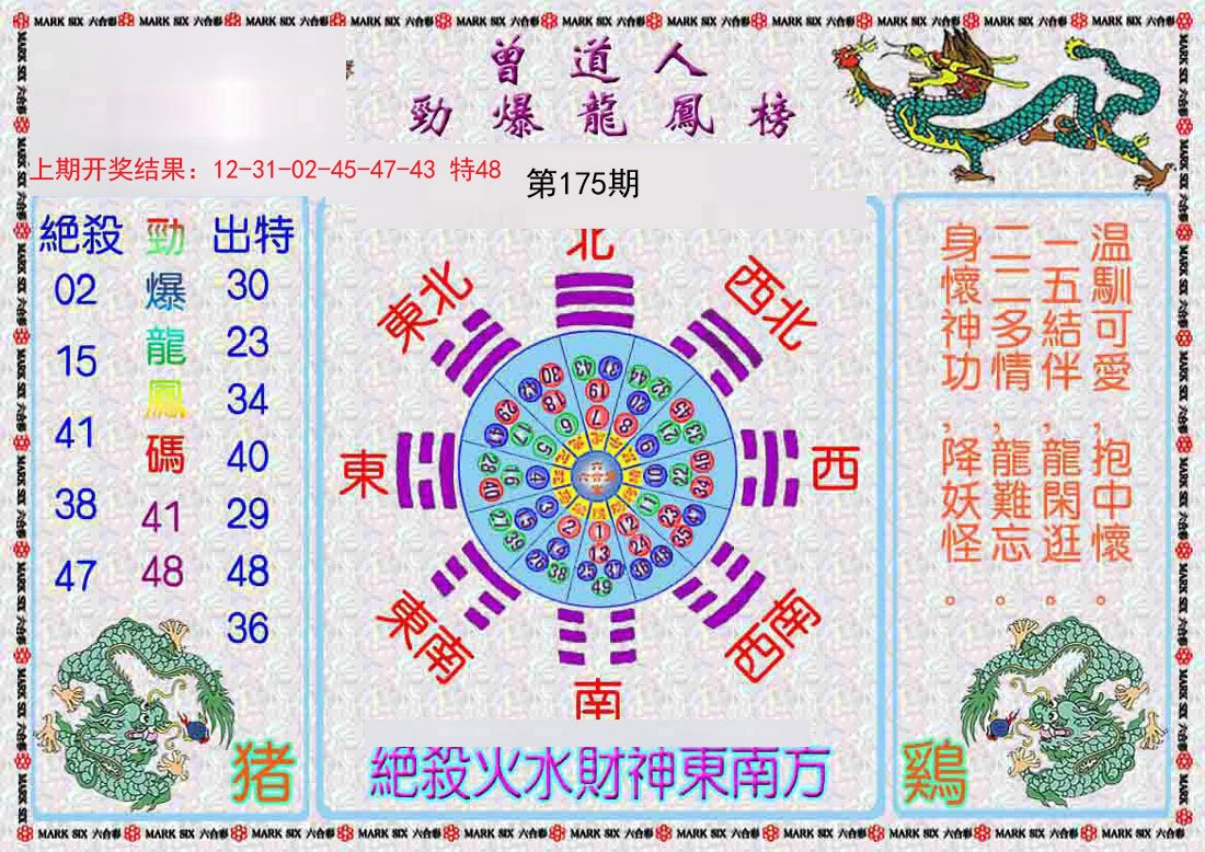 2024175期曾道人劲爆龙凤榜