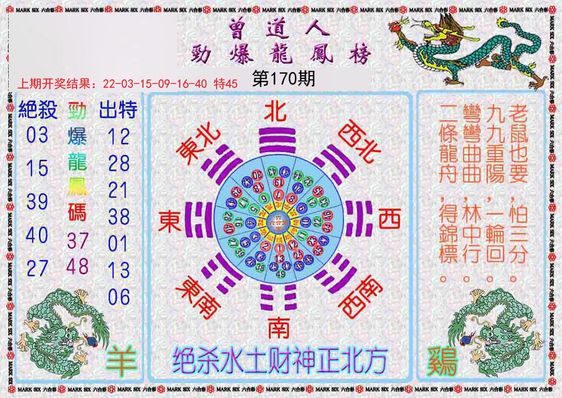 2024170期曾道人劲爆龙凤榜