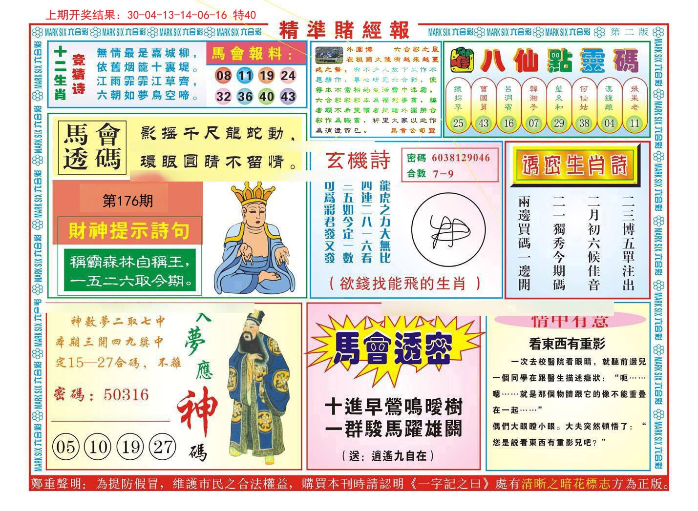 2024176期精准赌经报B