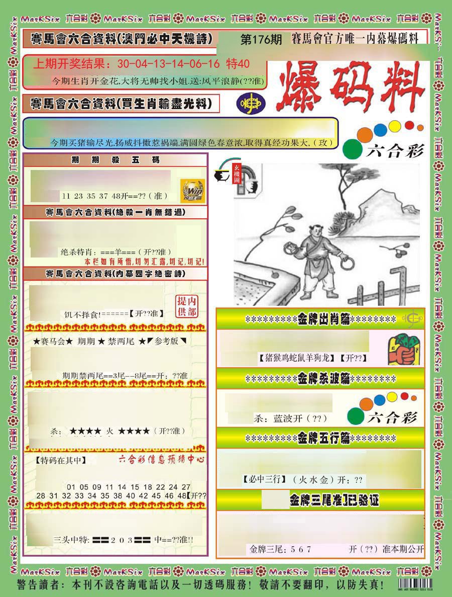 2024176期爆码料A)