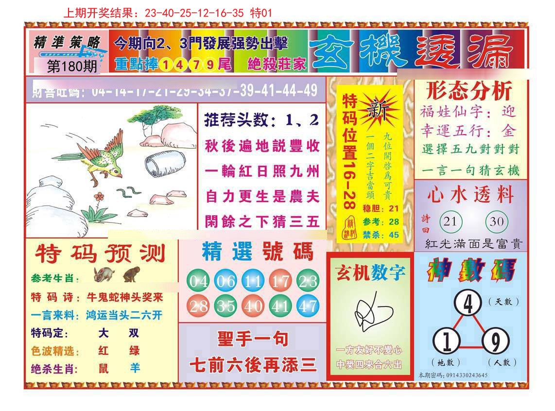 2024180期玄机透漏