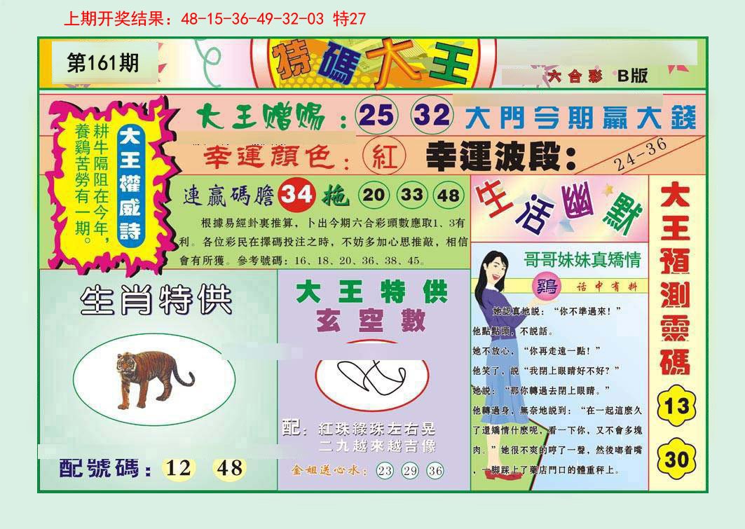 2024161期特码大王B