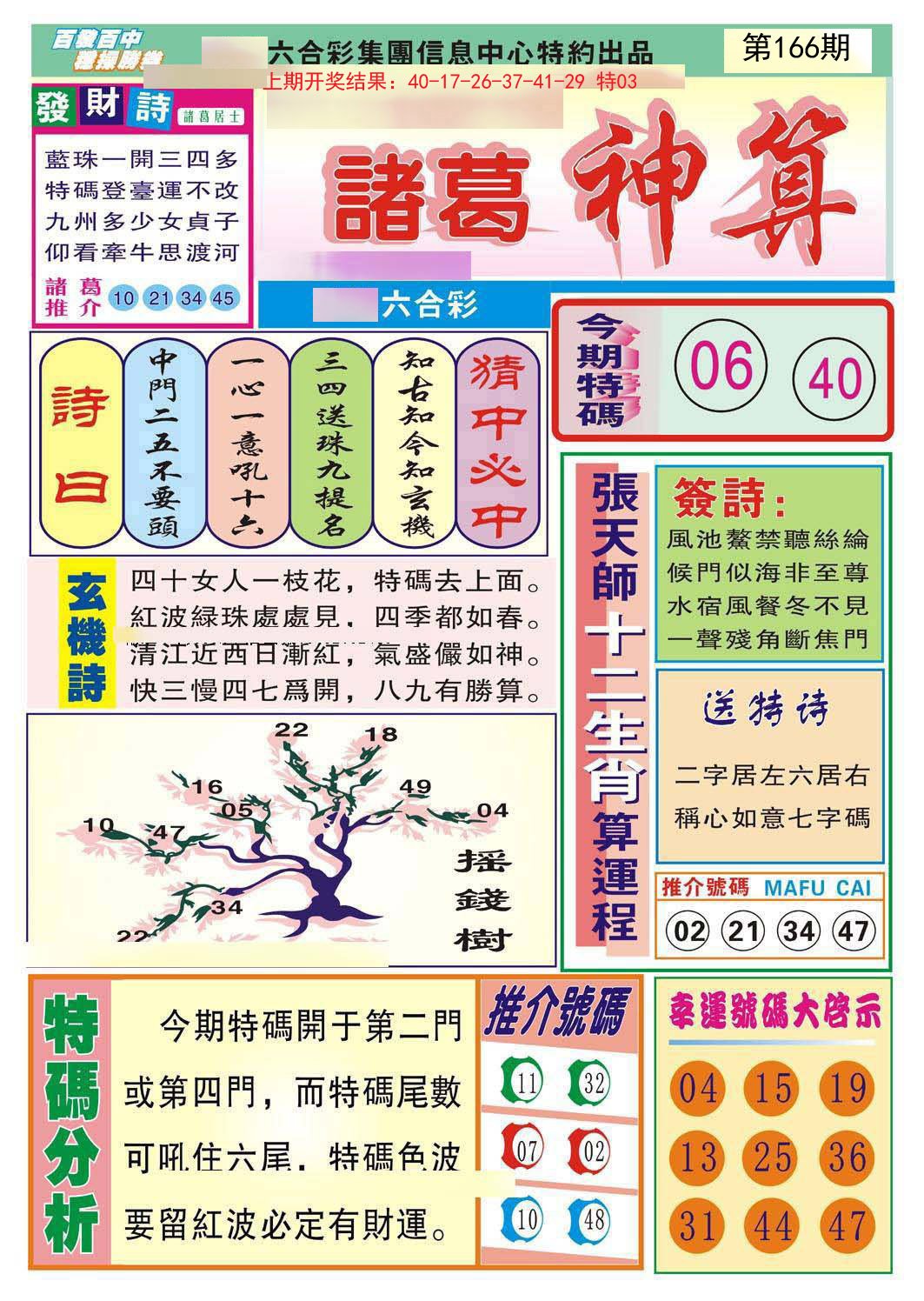 2024166期诸葛神算