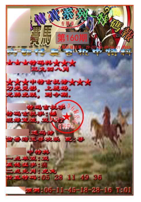 2024160期马会传真-特码报