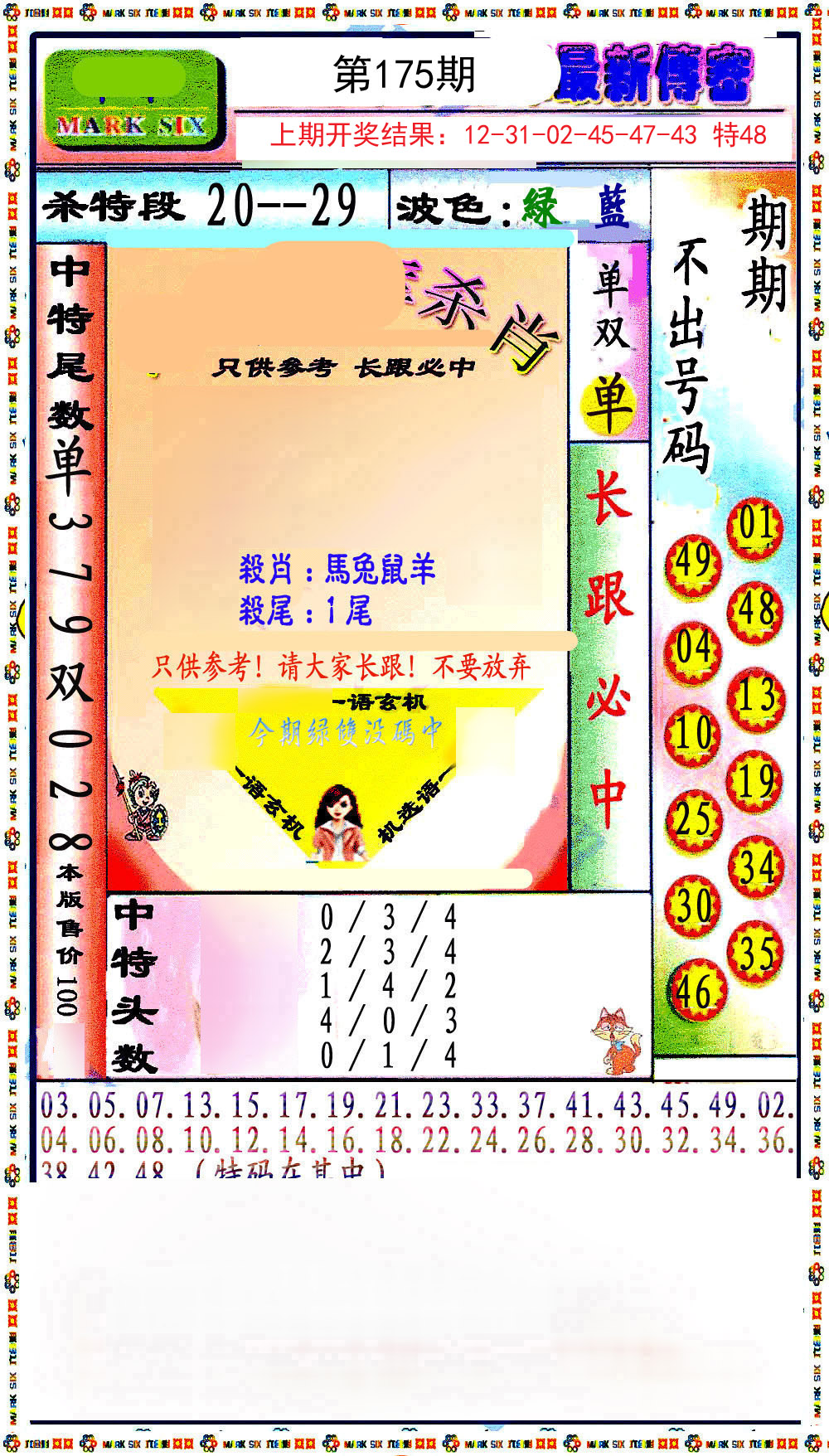 2024175期最新传密绝杀6肖