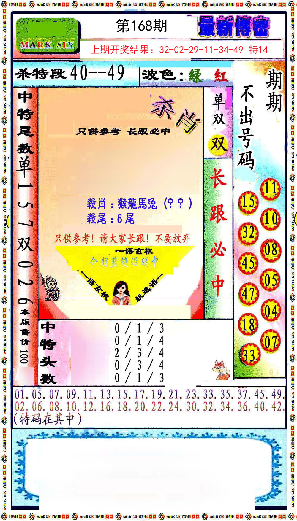 2024168期最新传密绝杀6肖