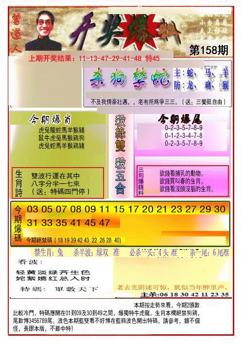 2024158期开奖爆料(新图推荐)