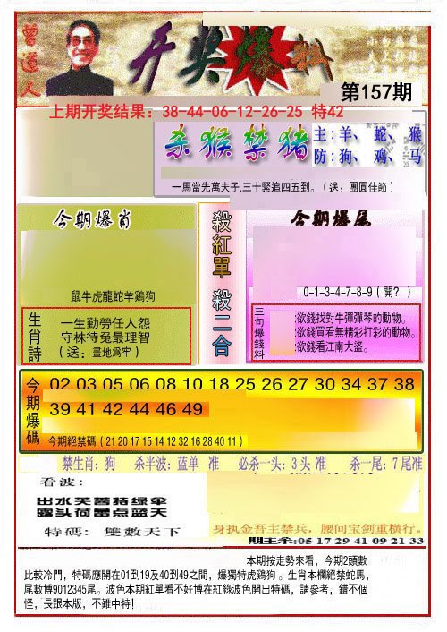 2024157期开奖爆料(新图推荐)