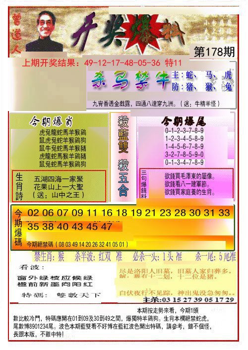 2024178期开奖爆料(新图推荐)