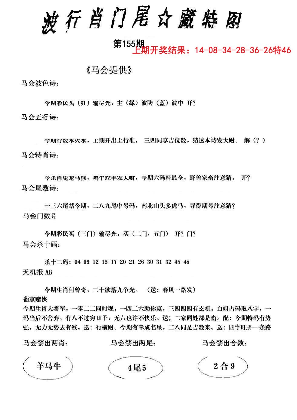 2024155期波行肖尾藏特图