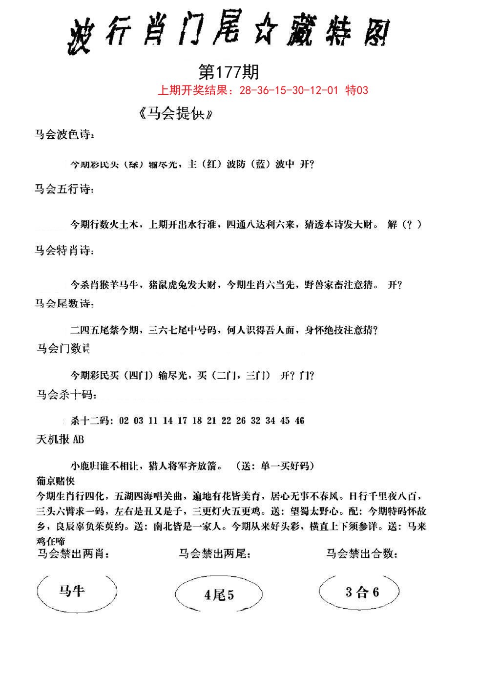 2024177期波行肖尾藏特图