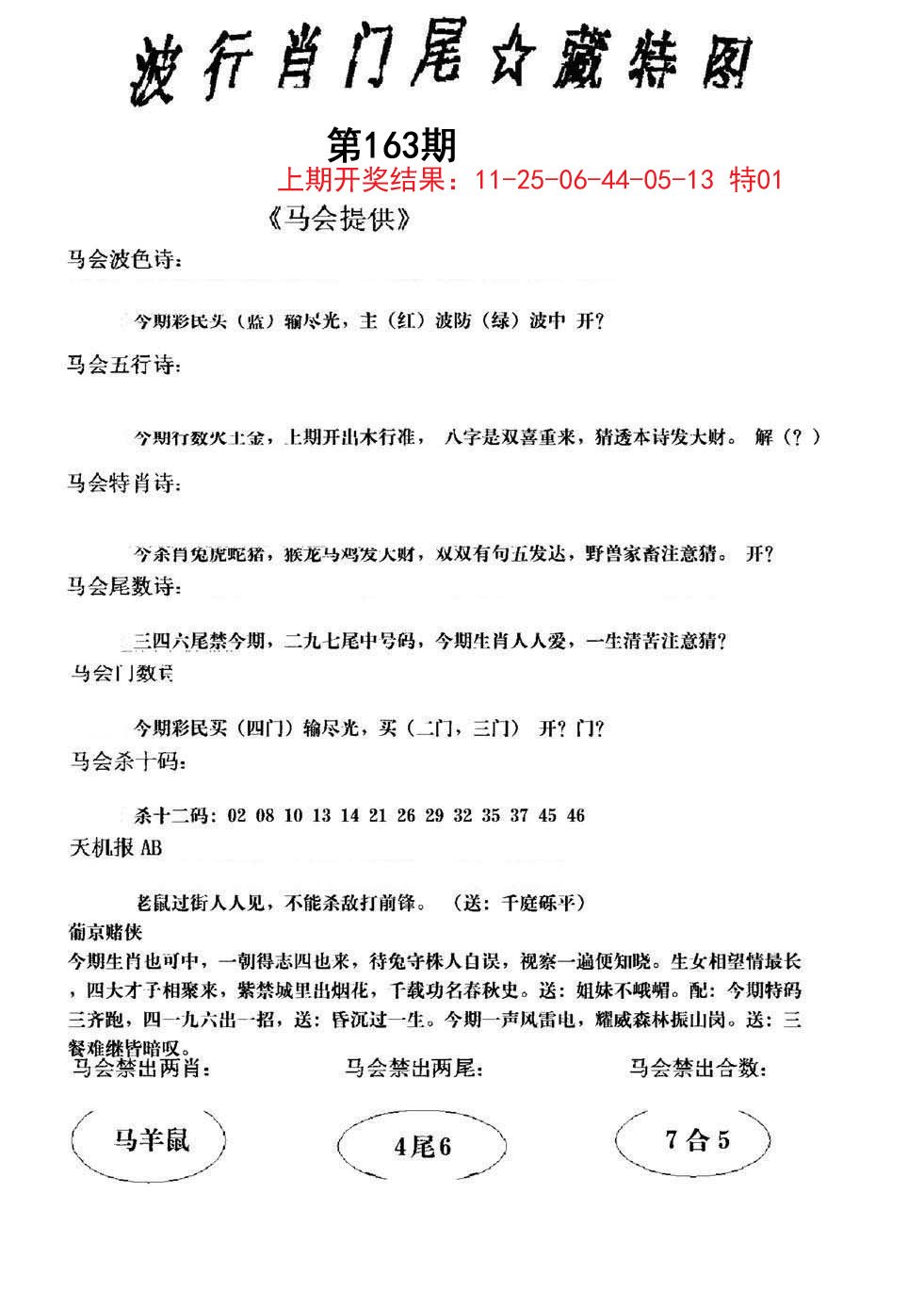 2024163期波行肖尾藏特图