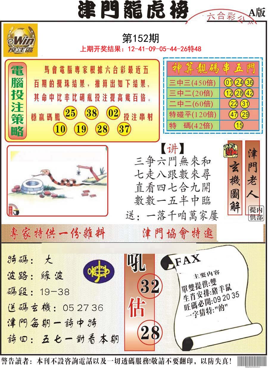 2024152期津门龙虎榜A