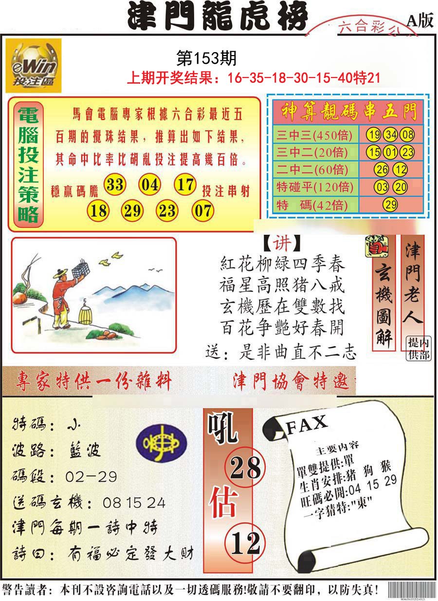 2024153期津门龙虎榜A