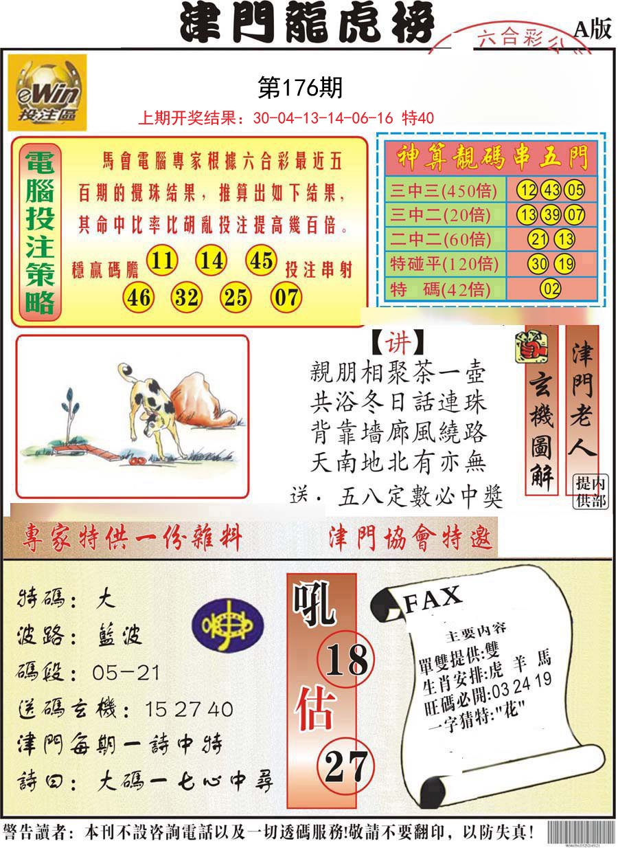 2024176期津门龙虎榜A