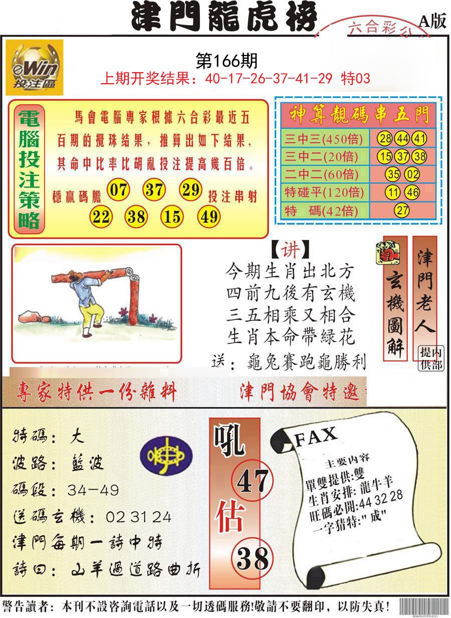 2024166期津门龙虎榜A