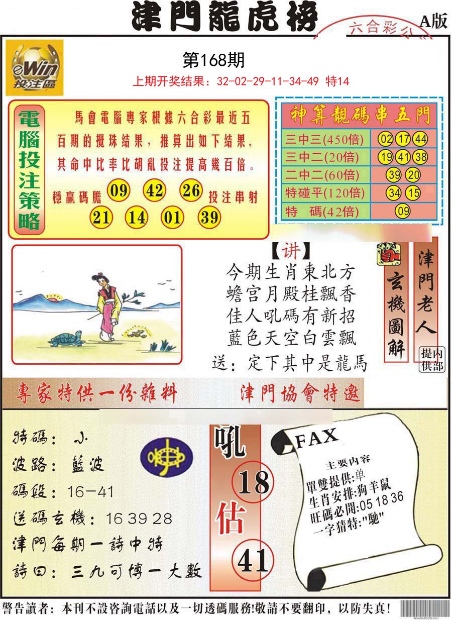 2024168期津门龙虎榜A