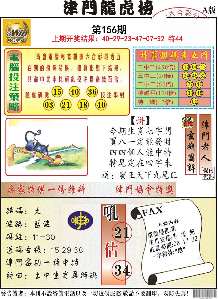 2024156期津门龙虎榜A