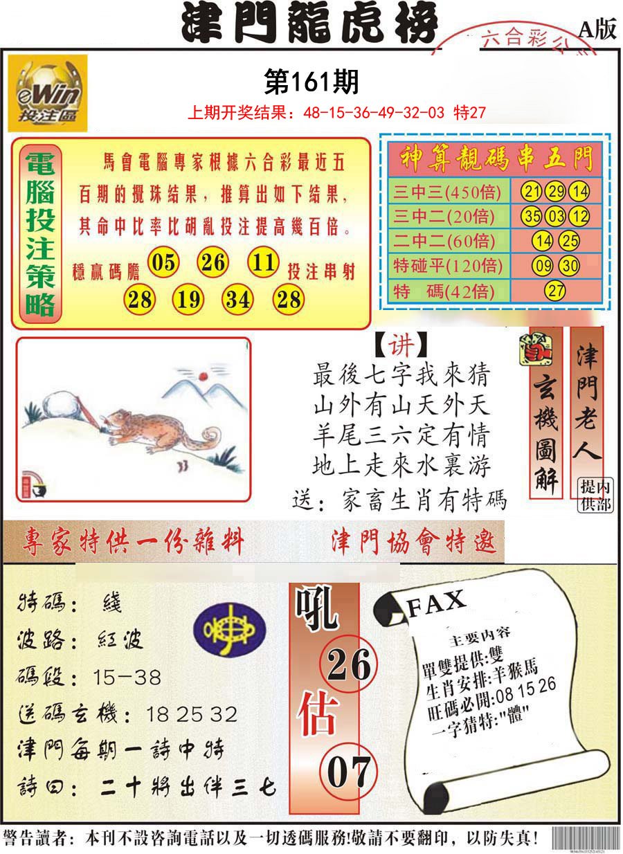 2024161期津门龙虎榜A