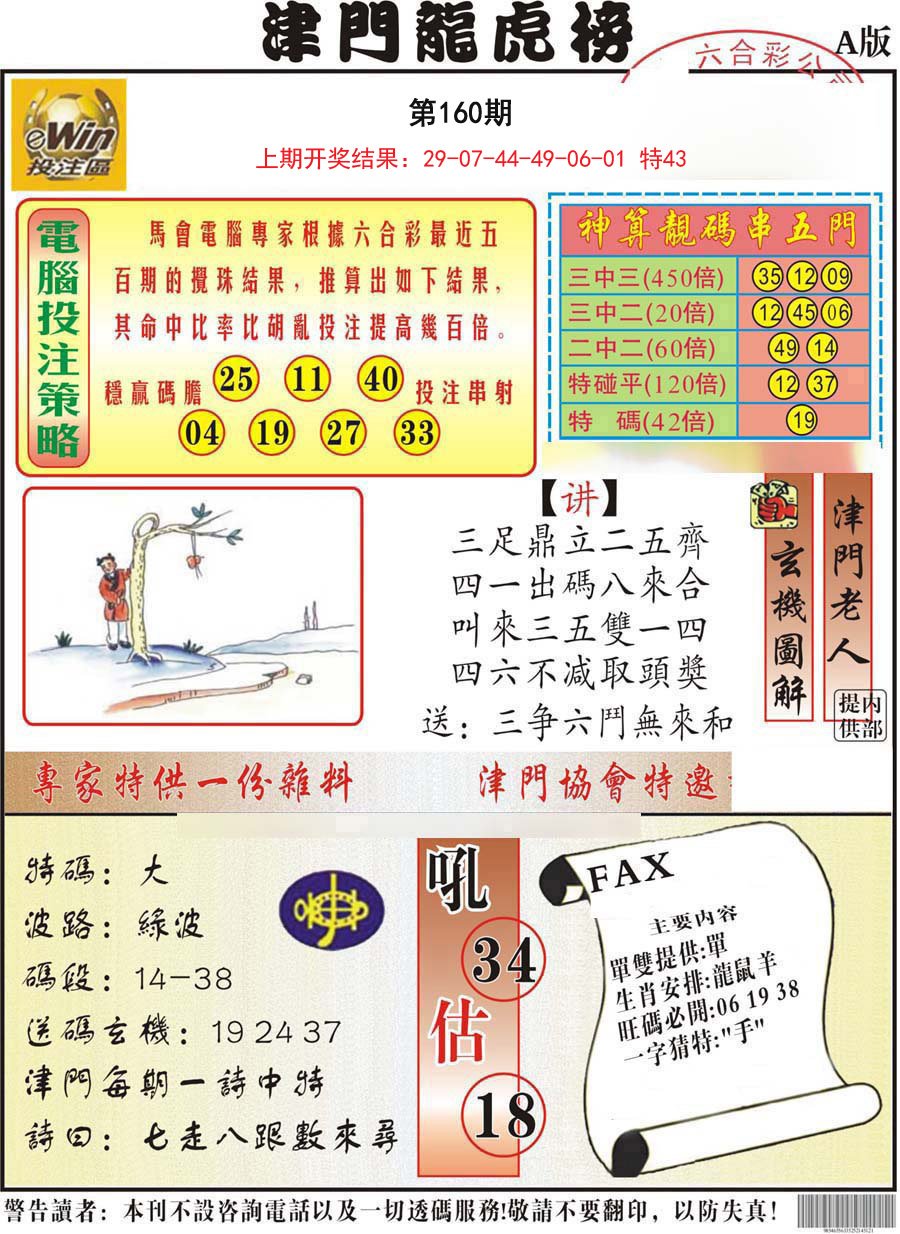 2024160期津门龙虎榜A