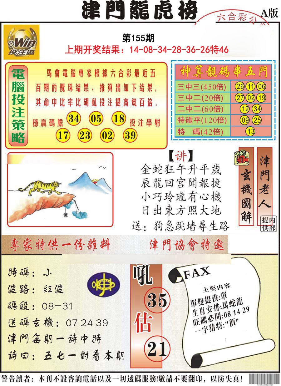 2024155期津门龙虎榜A