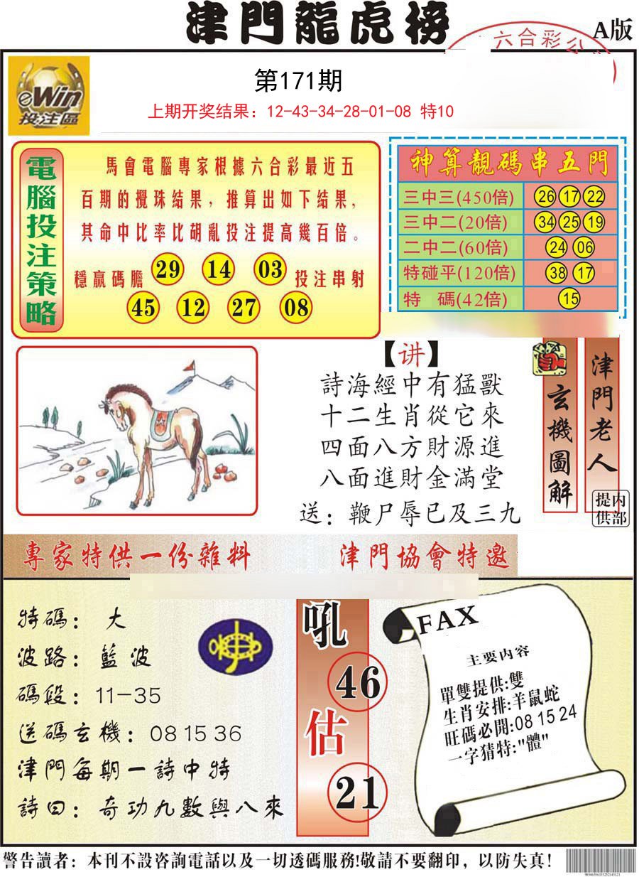 2024171期津门龙虎榜A