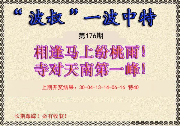 2024176期波叔一波中特