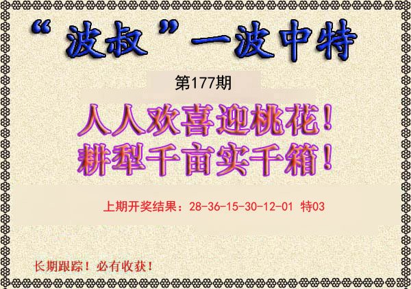 2024177期波叔一波中特