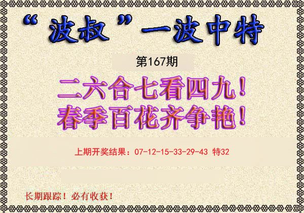 2024167期波叔一波中特