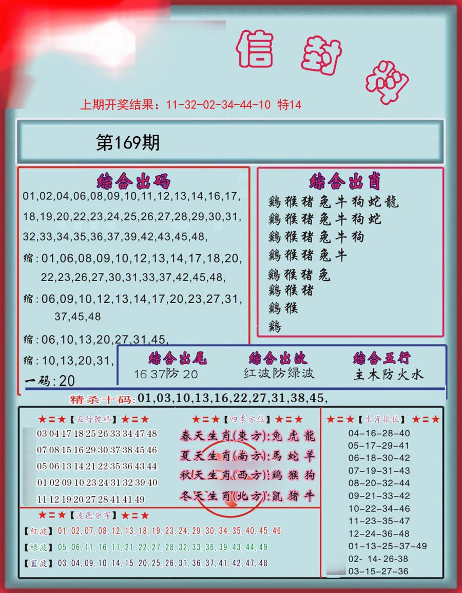 2024169期信封料