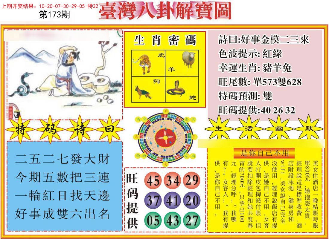 2024173期台湾八卦解宝图