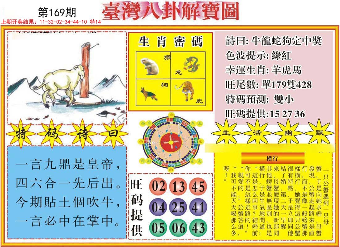 2024169期台湾八卦解宝图