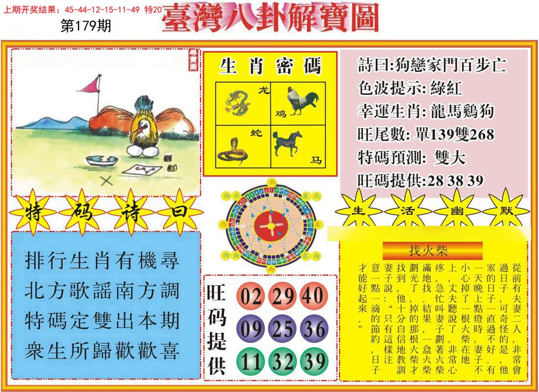 2024179期台湾八卦解宝图