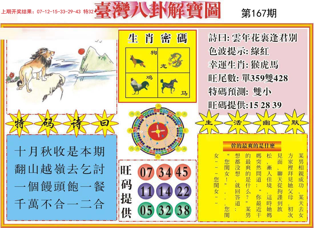 2024167期台湾八卦解宝图