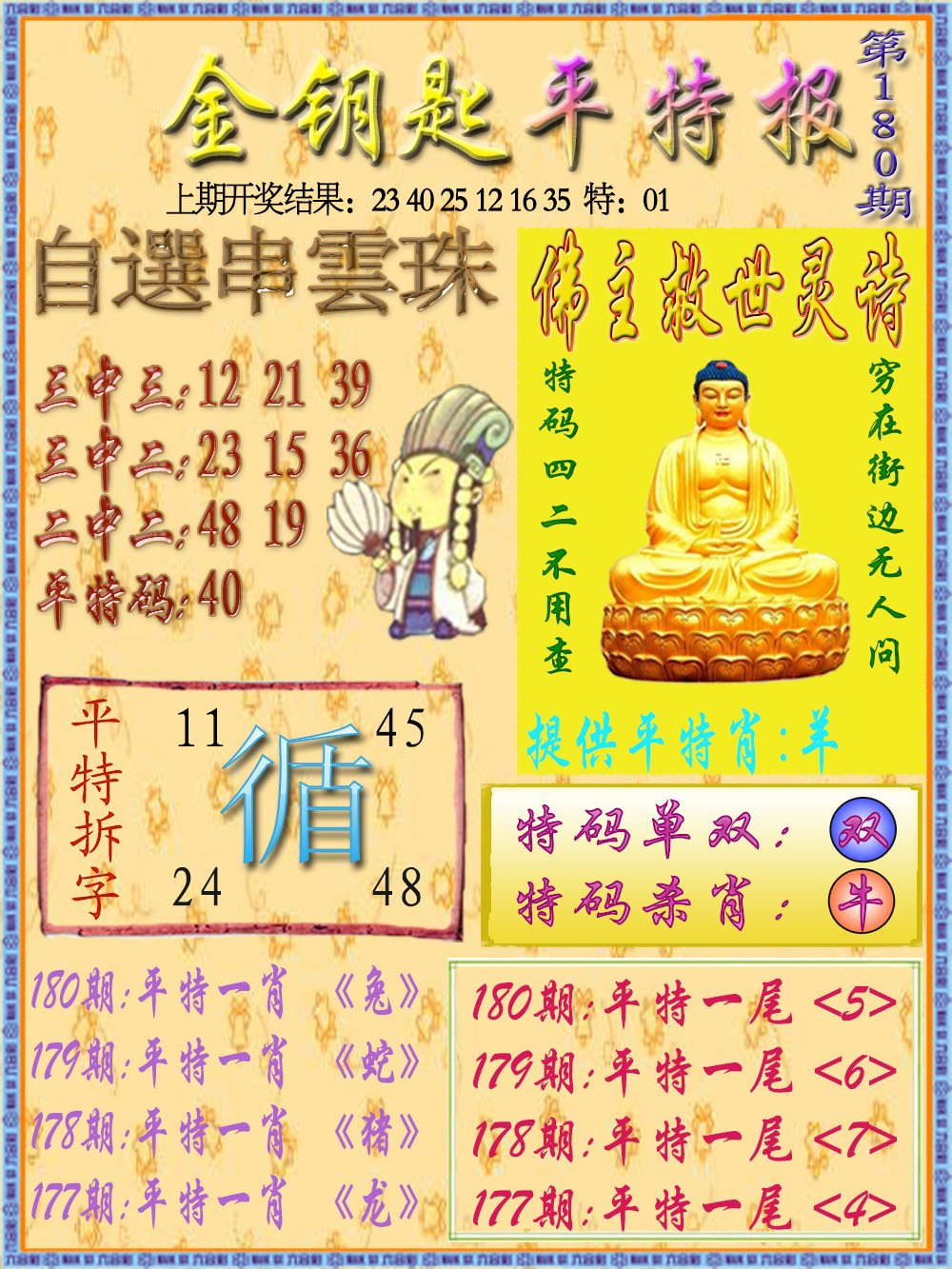 2024180期金钥匙平特报