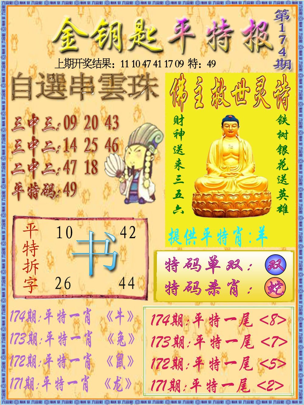 2024174期金钥匙平特报