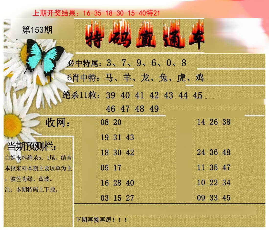 2024153期特码直通车
