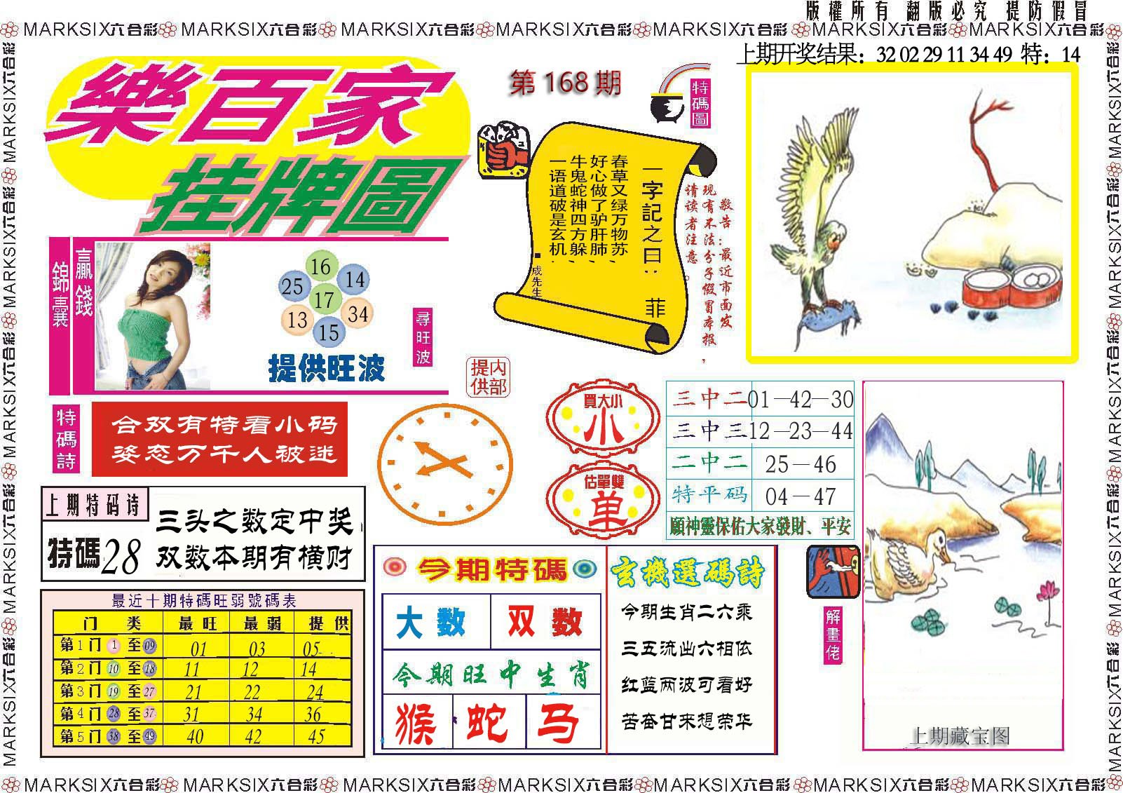 2024168期乐百家挂牌图