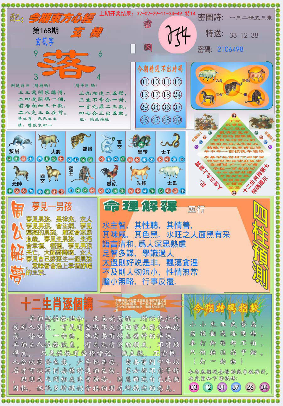 2024168期(新版)东方心经B