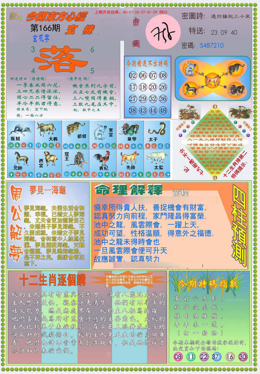 2024166期(新版)东方心经B