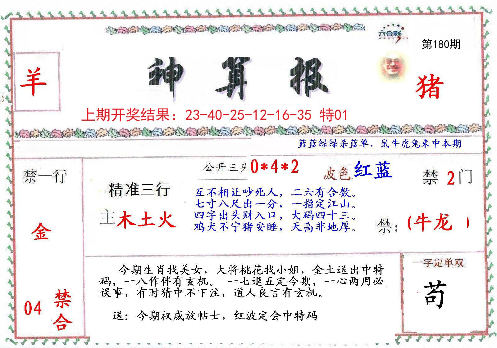 2024180期神算報