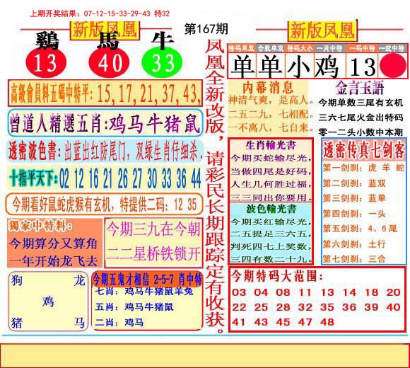 2024167期二代凤凰报