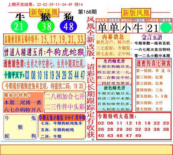 2024168期二代凤凰报