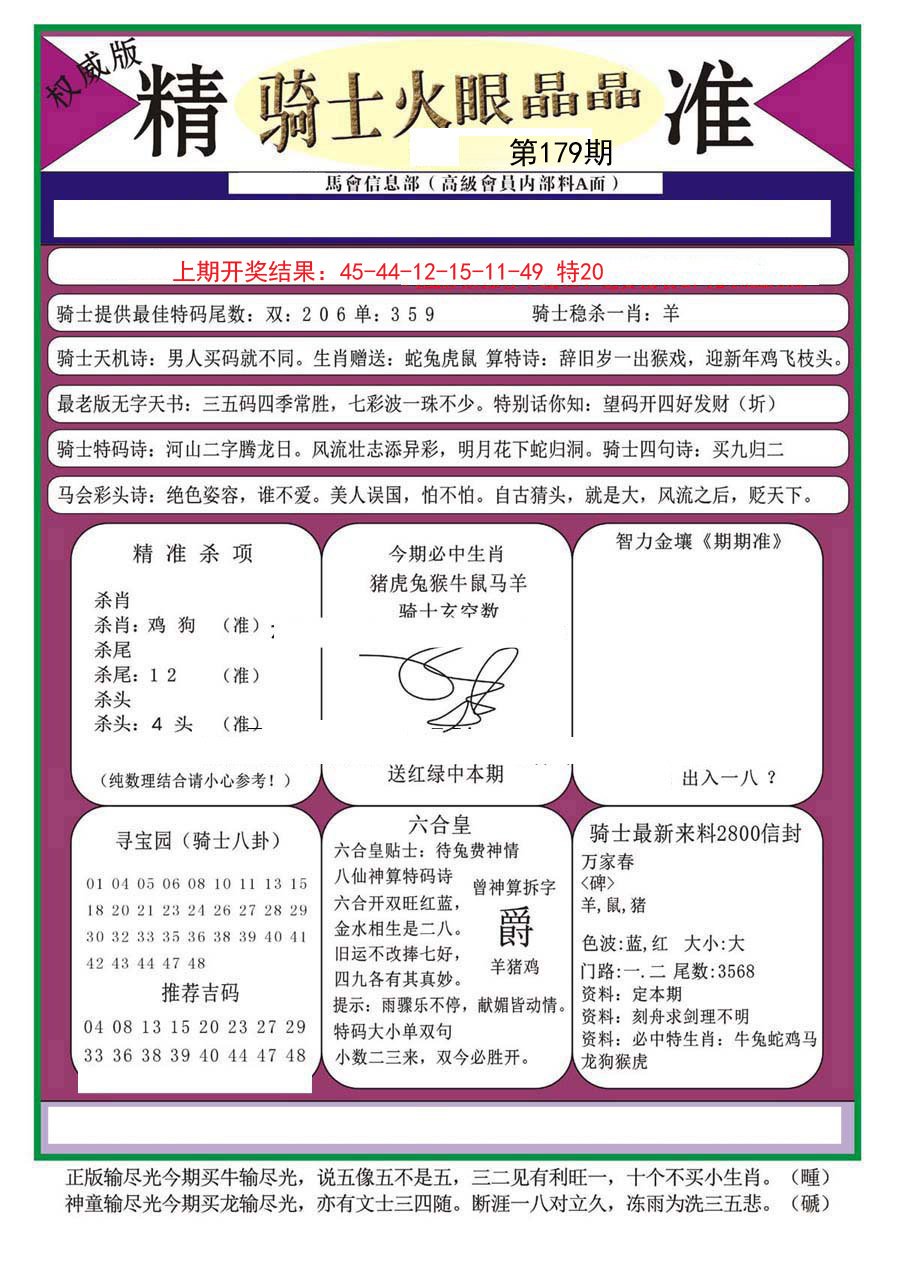 2024179期骑士火眼晶晶（正）