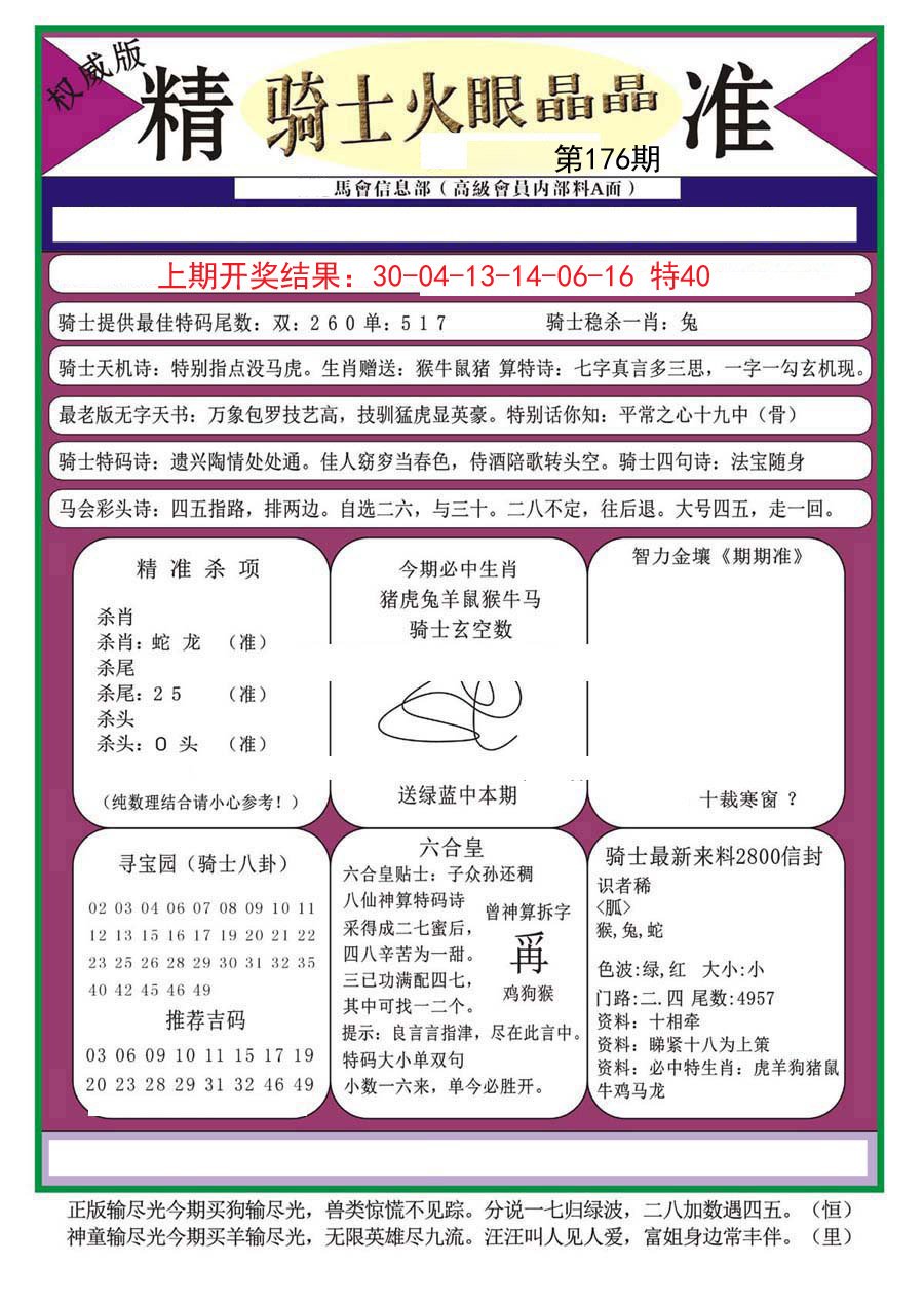 2024176期骑士火眼晶晶（正）